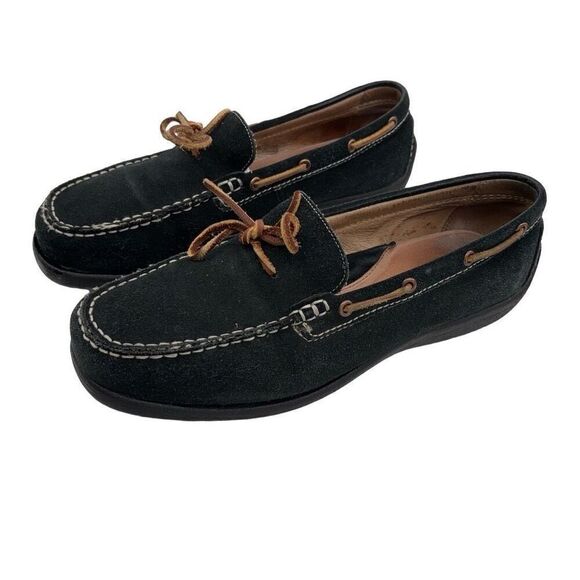 Lands end ￼ suede loafers navy blue size 10 - Picture 1 of 8